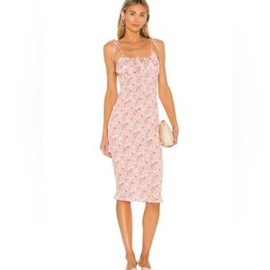 SNDYS Newport Smocked Midi Dress in Sunset Floral Sz 10